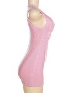 Pink Sleeveless Short Dress
