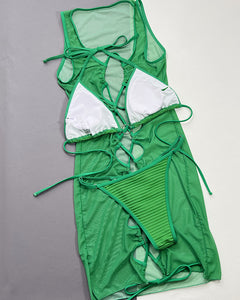 Green 3 Piece Set Bathing Suit