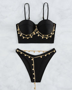 Black Chain Two Piece Swimsuit”
