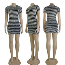 Load image into Gallery viewer, Short Sleeve Stripe MIni Dress
