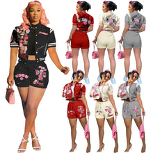Load image into Gallery viewer, Red Short Sleeve Shorts Set
