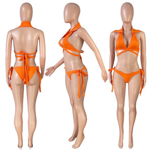 Orange Swimwear 3 Piece Set
