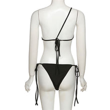 Load image into Gallery viewer, One Shoulder Bra and Side Tie Thong Bikini Set
