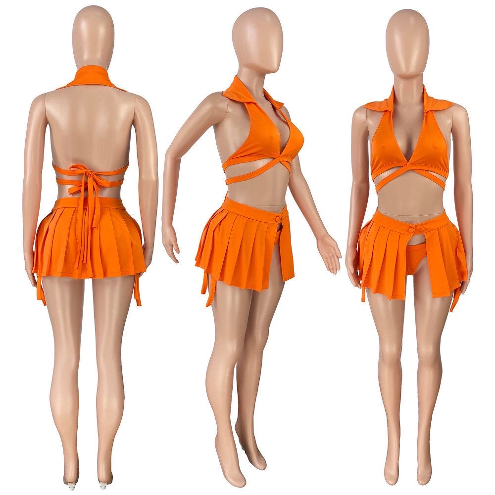 Orange Swimwear 3 Piece Set