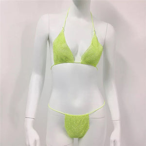 Green Sequins Diamond Bikini Set