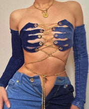 Load image into Gallery viewer, Jeans Strapless Cropped Top
